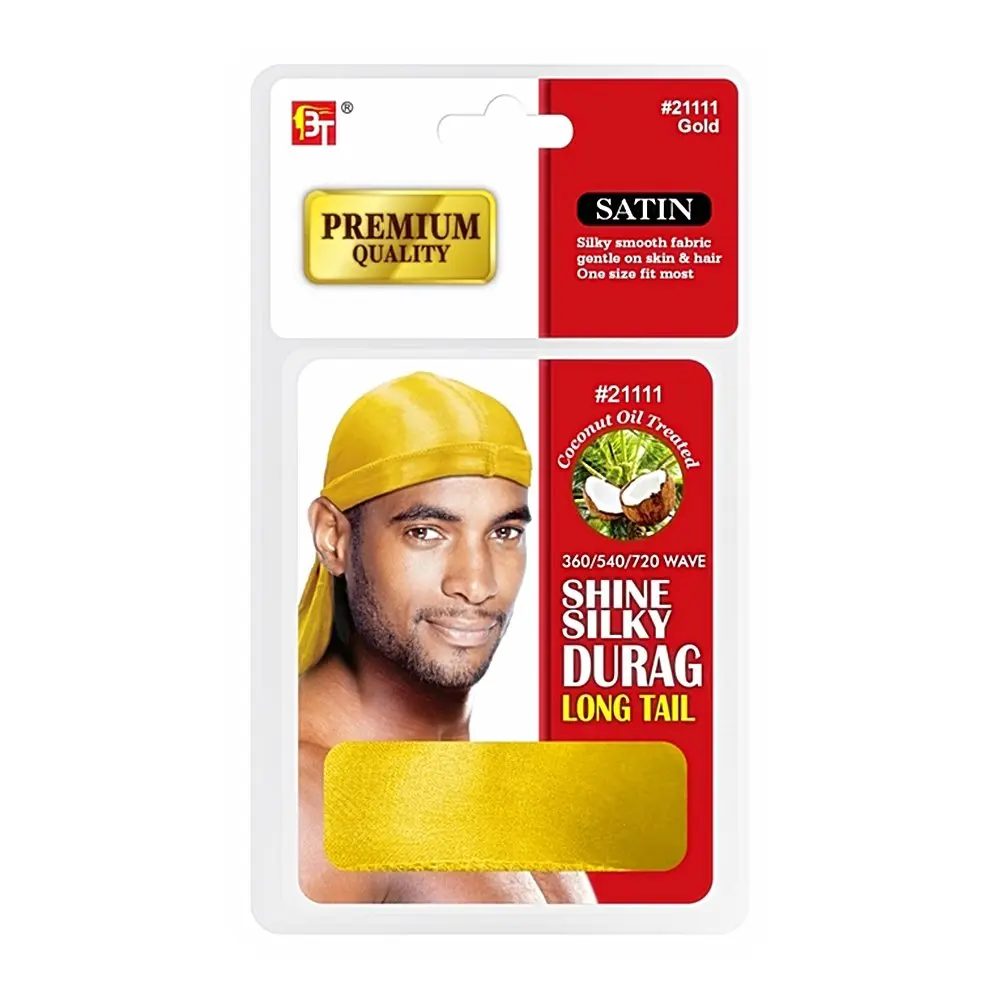 BEAUTY TOWN – Bonnet Durag en Soie couleur Jaune Or